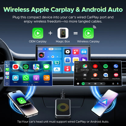 3 in 1 Video AI Box Streaming Youtube Tiktok Wireless Carplay Adapter Dongle USB Drive Wired Carplay and Android Auto Cars